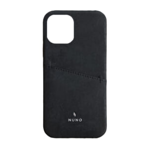 iPhone 12 Pro Max用ケース [NUNO] カードポケット付き本革バックケース – ブラック
