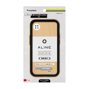 iPhone 13 [ALINE] 衝撃吸収 バンパーケース 天然木シート – ブラウン