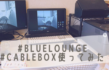 デスク周りの整頓 – トリニティ株式会社さん @trinity_jp でのモニターキャンペーンに当選いたしまして、#Bluelounge のケーブルボックスミニを送っていただきました！