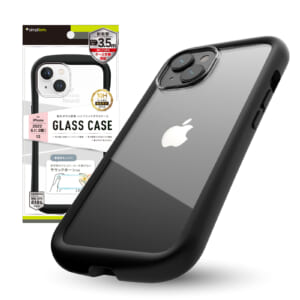 iPhone 14 / iPhone 13 [GLASSICA Round] 耐衝撃 背面ガラスケース – ブラック