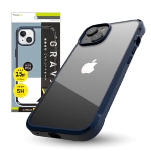 iPhone 14 Plus [GRAV] 衝撃吸収 ハイブリッドケース – ブルー