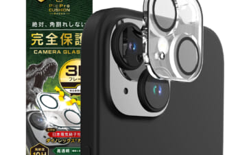 iPhone 15 / 15 Plus 2眼カメラモデル [PicPro CUSHION] Dinorex クリア カメラレンズ保護ガラス