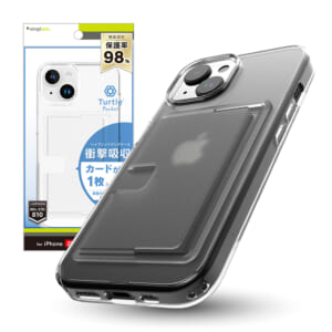 iPhone 15 [Turtle Pocket] 背面カードポケット付きハイブリッドケース