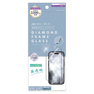 ajouter アジュテ iPhone 15 Pro 光沢 ダイヤモンドカットガラス – ブラック